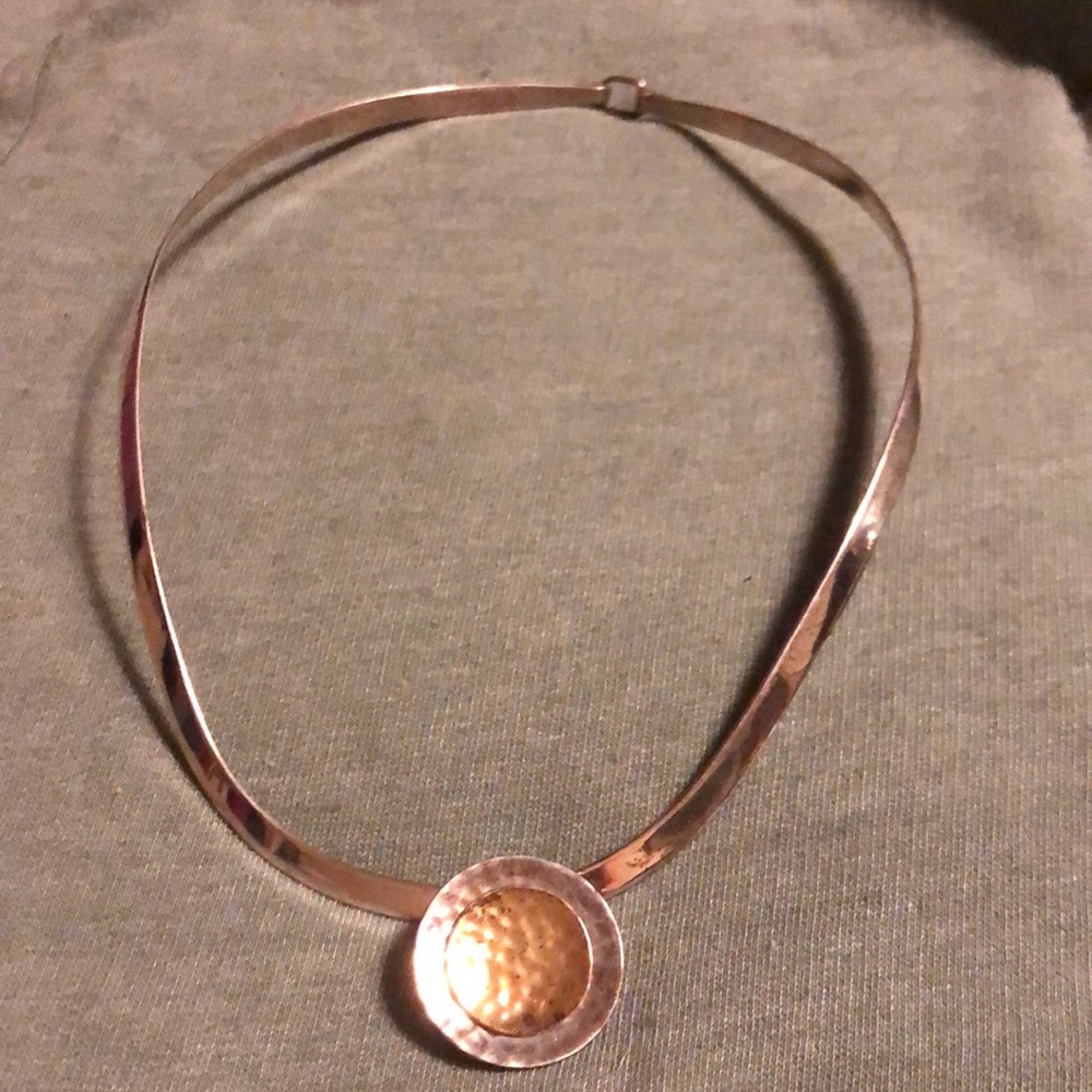 925 Stamped Silver necklace and 925 pendant with copper (for love)